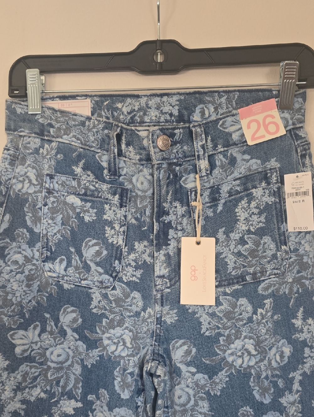 Gap Love Shack Fancy Floral Print Wide-Leg Jeans in Blue